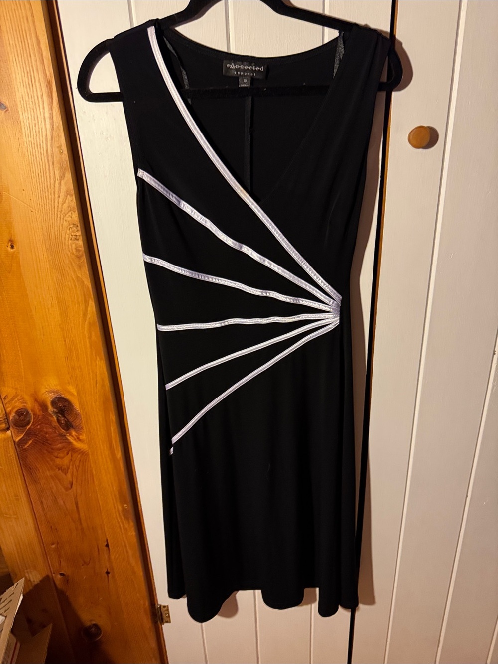 Black Midi Dress with White Ribbon Detail